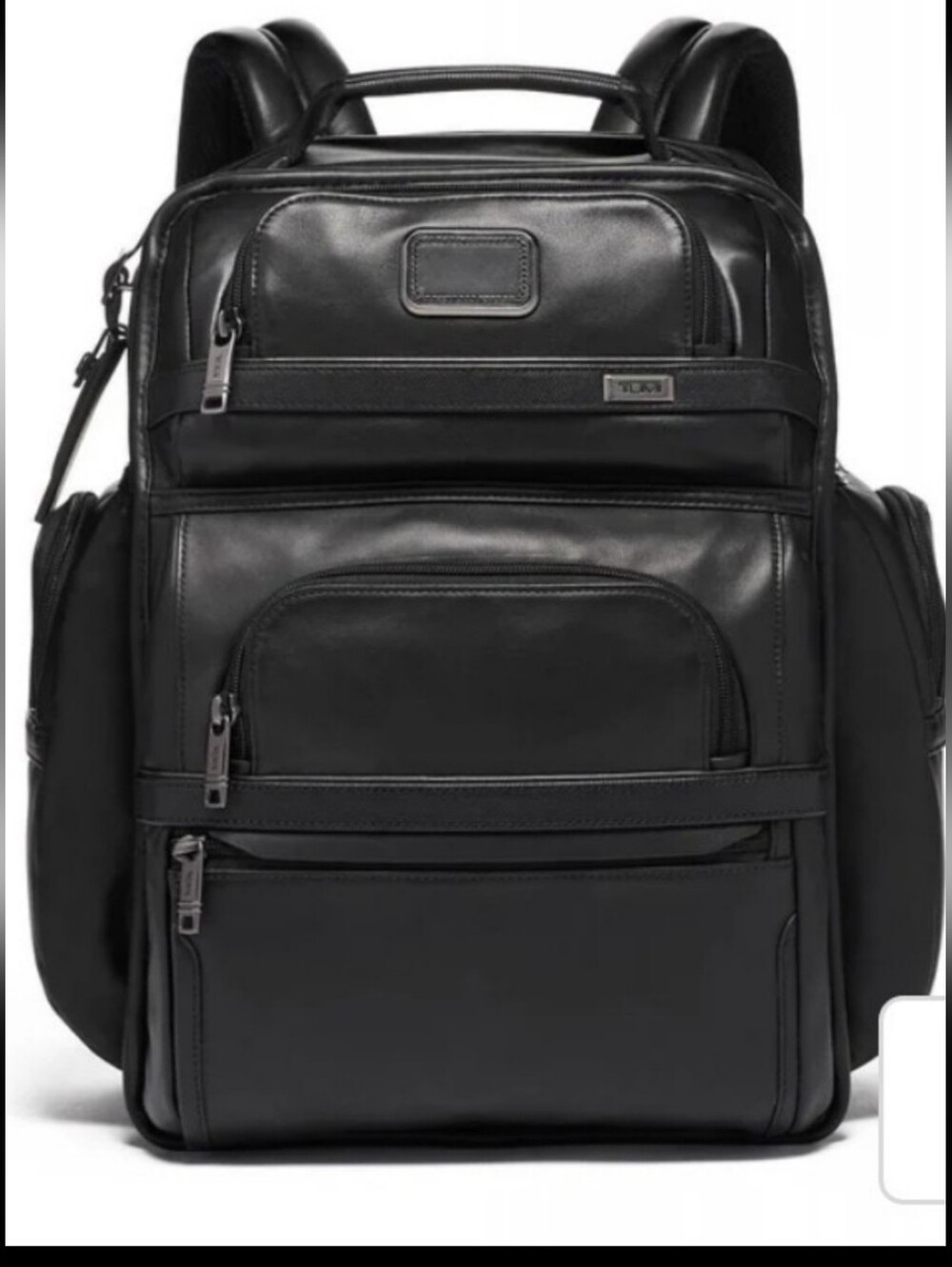 Tumi Black Leather Alpha 2 Business Travel Multi-Compartment Backpack